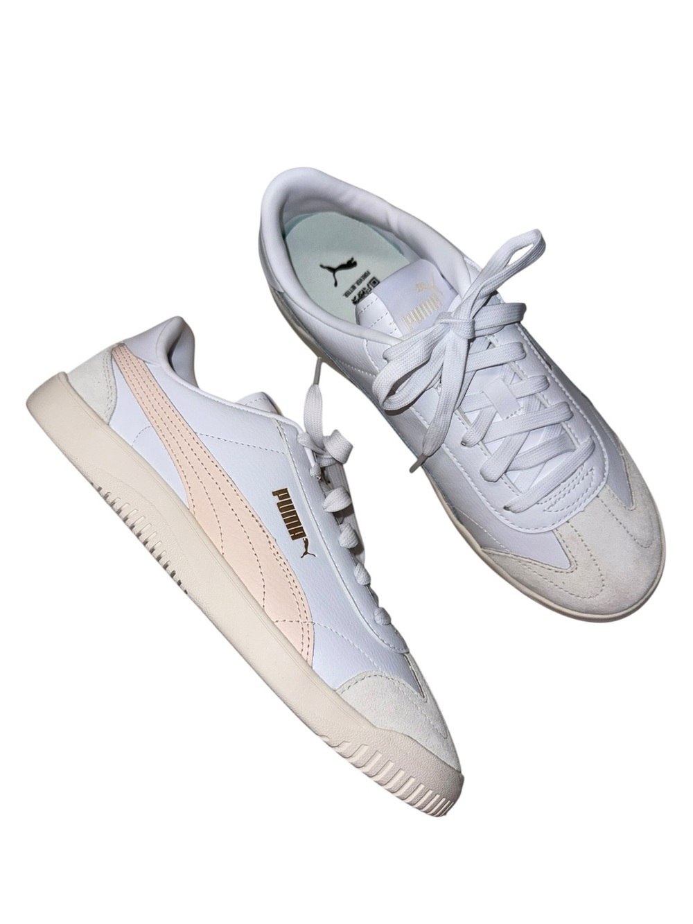 PUMA White & Light Pink Low-Top Lace-Up Sneakers - Women’s Shoes US Size 9.5